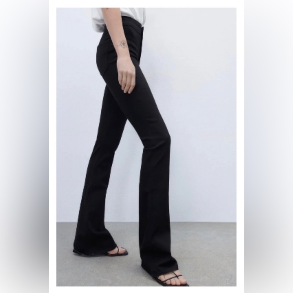 NWOT Zara Stretch Jeans - Black Flare - Size 2 - Picture 3 of 7